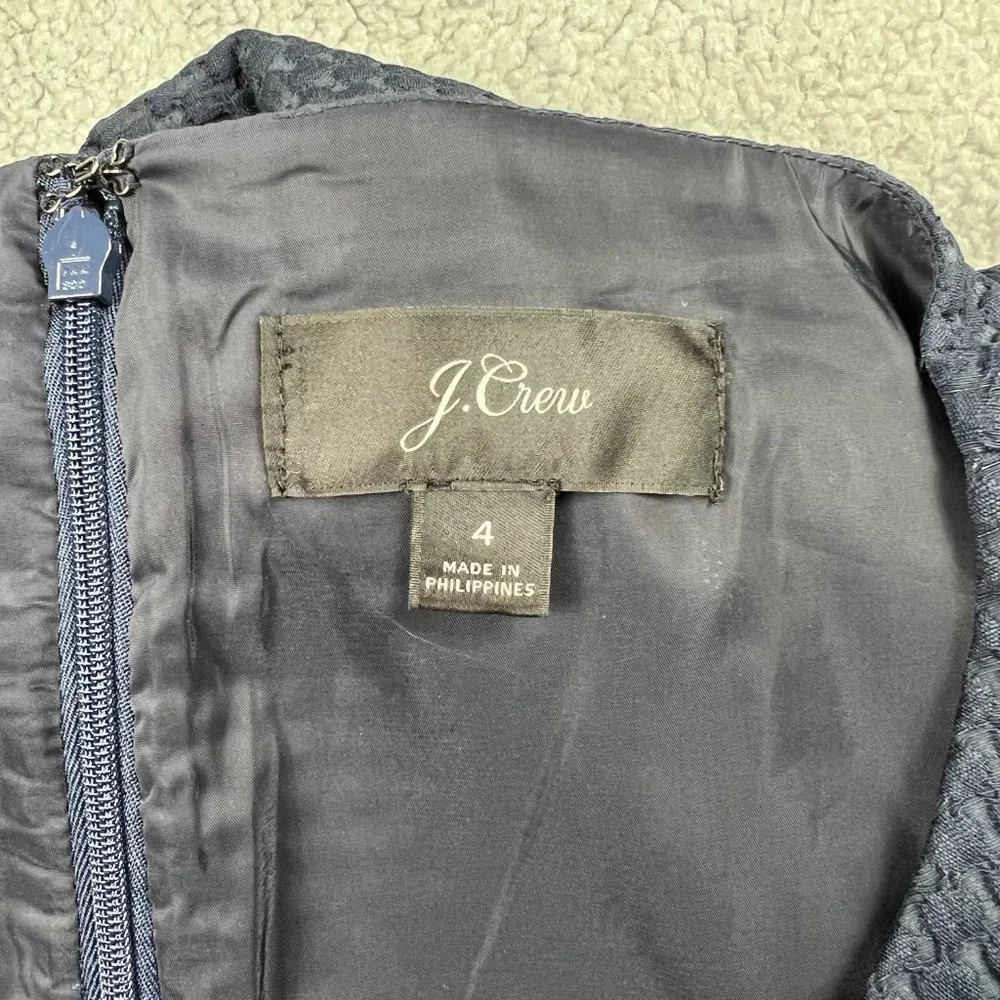 J Crew Sheath Dress Women 4 Navy Blue Work Portfolio Office Matelasse Workwear - Picture 7 of 12